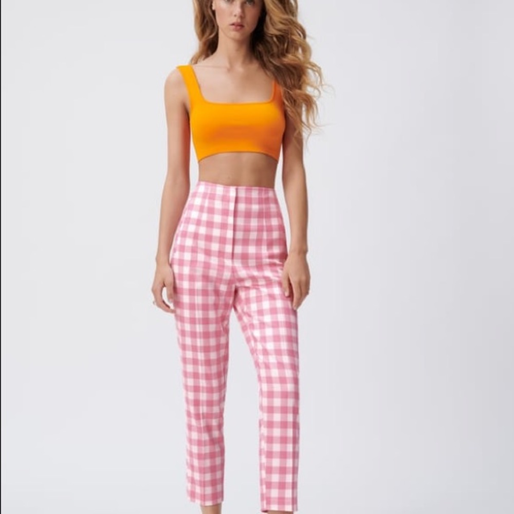 Zara High Waisted Gingham Pants